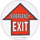 Emergency Exit Up Arrow Sign - Anti-skid Polyester - Black/Red/White - 17 Inch Diameter
