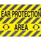 Floor Safety (Ear Protection Area) Sign - Anti-skid Polyester - Black on Yellow - 14 x 18