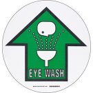 Floor Safety (Eye Wash) Sign - Anti-skid Polyester - Black/Green on White - 17 Inch Diameter