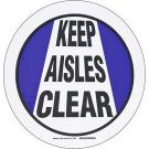 Floor Safety (Keep Aisles Clear) Sign - Anti-skid Polyester - Black/Blue on White - 17 Inch Diameter