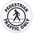 Floor (Pedestrian Traffic Only) Sign - Anti-skid Polyester - Black on White - 17 Inch Diameter