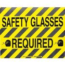 Floor Safety (Safety Glasses Required) Sign - Anti-skid Polyester - Black on Yellow - 14 x 18