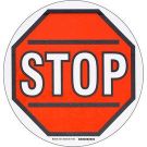 Floor (Stop) Sign - Anti-skid Polyester - Black/Red on White - 17 Inch Diameter