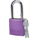 Abus Standard Size Aluminum Padlock - 6-pin Cylinder, 1.5 In. Shackle Clearance, Purple