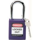 Brady Nonconductive Safety Padlock - 6-pin Cylinder, 1.5 In. Shackle Clearance, Purple