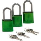 Abus Standard Size Aluminum Padlocks - 6-pin Cylinder, 1.5 In. Shackle Clearance, Keyed Alike, Green