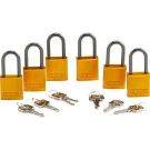 Abus Standard Size Aluminum Padlocks - 6-pin Cylinder, 1.5 In. Shackle Clearance, Keyed Alike, Yellow