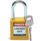 Brady Nonconductive Safety Padlocks - 6-pin Cylinder, 1.5 In. Shackle Clearance, Keyed Alike, Yellow