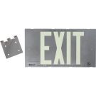 Bradyglo Ul 924 Listed Exit Sign - Steel Framed, 50 Ft Viewing Distance, Double Sided With Bracket - Glow-In-The-Dark Plastic - Glow on Silver - 8.25 x 15.25