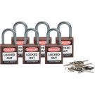 Brady Nonconductive Compact Safety Padlocks - 5-pin Cylinder, 1 In. Shackle Clearance, Keyed Different, Brown