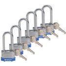 Brady Key Retaining Steel Padlocks - 5-pin Cylinder, 2" Shackle Clearance, Keyed Alike, Blue