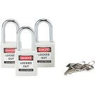 Brady Nonconductive Safety Padlocks - 6-pin Cylinder, 1.5 In. Shackle Clearance, Keyed Alike, White