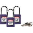 Brady Nonconductive Safety Padlocks - 6-pin Cylinder, 1.5 In. Shackle Clearance, Keyed Alike, Purple