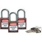 Brady Nonconductive Compact Safety Padlocks - 5-pin Cylinder, 1 In. Shackle Clearance, Keyed Alike, Brown