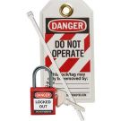 Brady Nonconductive Compact Safety Padlock With Lockout Tag And Cable Tie, 1 Inch, Keyed Different, Red