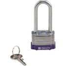 Brady Key Retaining Steel Padlock - 5-pin Cylinder, 2" Shackle Clearance, Purple