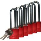 Abus Standard Size Aluminum Padlocks - 6-pin Cylinder, 3 In. Shackle Clearance, Keyed Different, Red