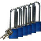 Abus Standard Size Aluminum Padlocks - 6-pin Cylinder, 3 In. Shackle Clearance, Keyed Different, Blue
