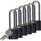 Abus Standard Size Aluminum Padlocks - 6-pin Cylinder, 3 In. Shackle Clearance, Keyed Different, Black