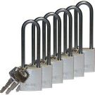 Abus Standard Size Aluminum Padlocks - 6-pin Cylinder, 3 In. Shackle Clearance, Keyed Different, Silver