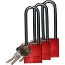 Abus Standard Size Aluminum Padlocks - 6-pin Cylinder, 3 In. Shackle Clearance, Keyed Alike, Red