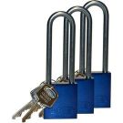 Abus Standard Size Aluminum Padlocks - 6-pin Cylinder, 3 In. Shackle Clearance, Keyed Alike, Blue