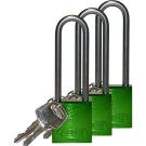 Abus Standard Size Aluminum Padlocks - 6-pin Cylinder, 3 In. Shackle Clearance, Keyed Alike, Green