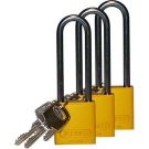 Abus Standard Size Aluminum Padlocks - 6-pin Cylinder, 3 In. Shackle Clearance, Keyed Alike, Yellow