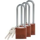 Abus Standard Size Aluminum Padlocks - 6-pin Cylinder, 3 In. Shackle Clearance, Keyed Alike, Brown