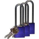 Abus Standard Size Aluminum Padlocks - 6-pin Cylinder, 3 In. Shackle Clearance, Keyed Alike, Purple