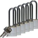 Abus Standard Size Aluminum Padlocks - 6-pin Cylinder, 3 In. Shackle Clearance, Keyed Alike, Silver