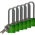 Abus Standard Size Aluminum Padlocks - 6-pin Cylinder, 3 In. Shackle Clearance, Keyed Alike, Green