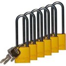 Abus Standard Size Aluminum Padlocks - 6-pin Cylinder, 3 In. Shackle Clearance, Keyed Alike, Yellow