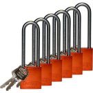 Abus Standard Size Aluminum Padlocks - 6-pin Cylinder, 3 In. Shackle Clearance, Keyed Alike, Orange