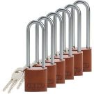 Abus Standard Size Aluminum Padlocks - 6-pin Cylinder, 3 In. Shackle Clearance, Keyed Alike, Brown