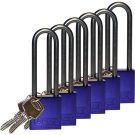 Abus Standard Size Aluminum Padlocks - 6-pin Cylinder, 3 In. Shackle Clearance, Keyed Alike, Purple