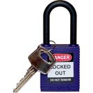 Brady Nylon Shackle Safety Padlock - 6-pin Cylinder, 1.5 In. Shackle Clearance, Keyed Different, Purple