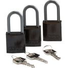 Abus Standard Size Aluminum Padlocks - 6-pin Cylinder, 1.5 In. Shackle Clearance, Keyed Alike, Black