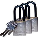 Abus Standard Size Aluminum Padlocks - 6-pin Cylinder, 1.5 In. Shackle Clearance, Keyed Alike, Silver