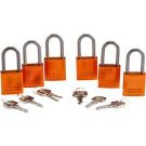 Abus Standard Size Aluminum Padlocks - 6-pin Cylinder, 1.5 In. Shackle Clearance, Keyed Different, Orange