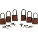 Abus Standard Size Aluminum Padlocks - 6-pin Cylinder, 1.5 In. Shackle Clearance, Keyed Alike, Brown