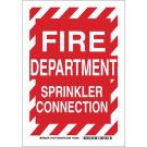 Fire Department Sprinkler Connection Sign - Light Duty Plastic - Red/White - 14 x 10