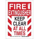 Fire Extinguisher Keep Clear At All Times Sign - Non-reflective Aluminum - Black/Red on White - 10 x 7