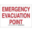 Emergency Evacuation Point Sign - Self-sticking Polyester - Red on White - 10 x 14
