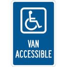 Van Accessible Sign - Light Duty Plastic - White on Blue - 18 x 12