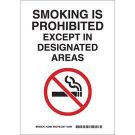 Smoking Is Prohibited Except In Designated Areas Sign - Non-reflective Aluminum - Black/Red on White - 10 x 7