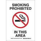 Smoking Prohibited In This Area Sign - Non-reflective Aluminum - Black/Red on White - 10 x 7