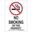 No Smoking On This Property Sign - Non-reflective Aluminum - Black/Red on White - 14 x 10