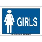 Girls Sign - Non-reflective Aluminum 7 x 10 - White on Blue