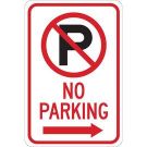 No Parking Sign - Self-sticking Polyester 18 x 12 - Black/Red on White